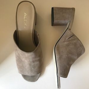 Aldo Taupe Faux Suede Slides